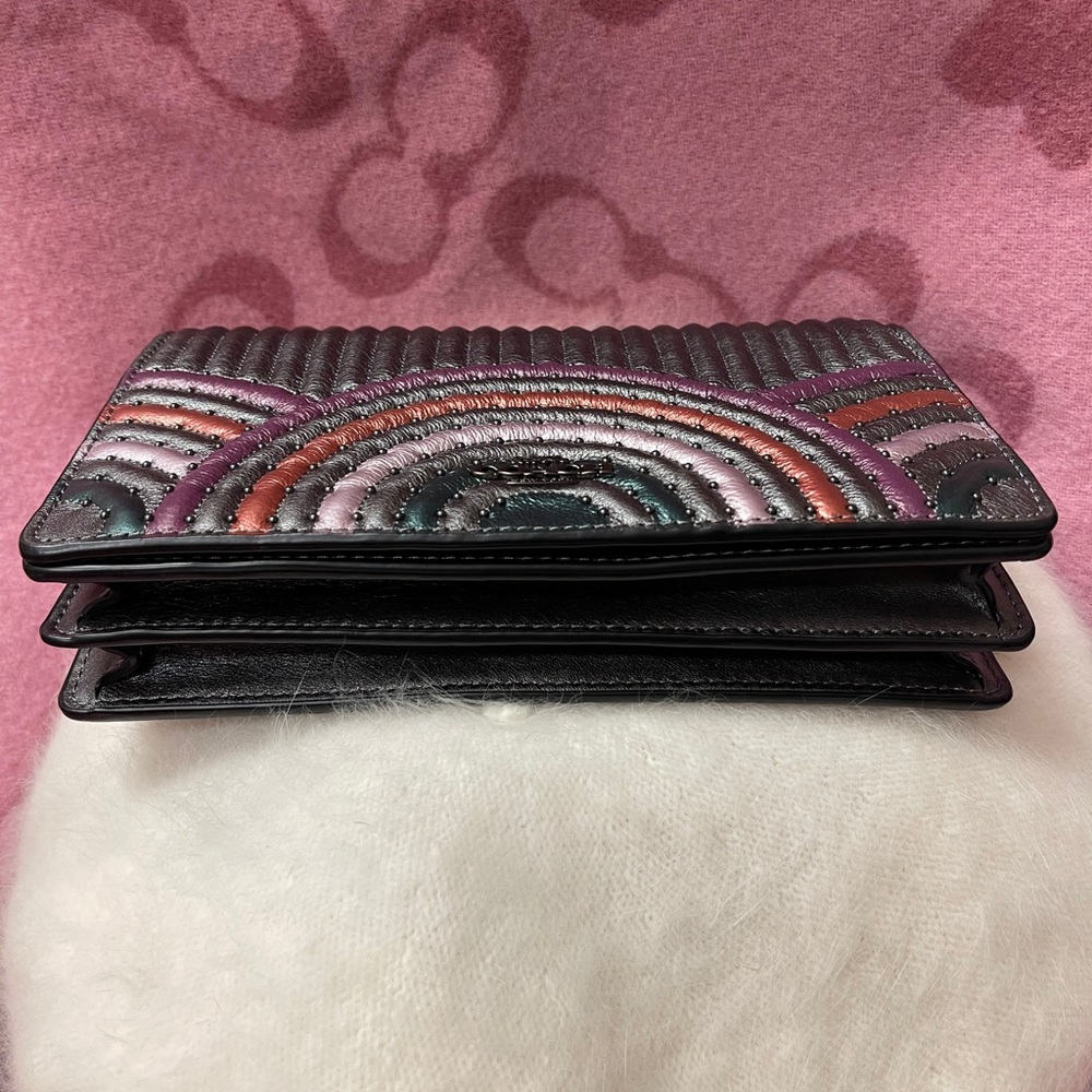 Coach Callie Foldover Chain Clutch | Graphite Mult - Picture 7 of 12